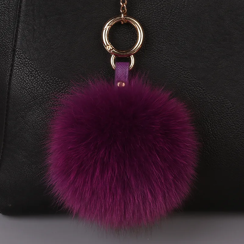 

Llavero 13cm Fluffy Car Keychains Fox Fur Ball Pompons Keyring Fur Pom Pom Key Chain for Women Charm Shoulder Bags Key Holder