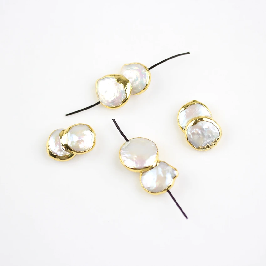 

10pcs Tiny Double Shell Charms Jewelry Making Bracelet Supplies,White Pearl Shell Plated Gold Bail Holes Handmade Chokers