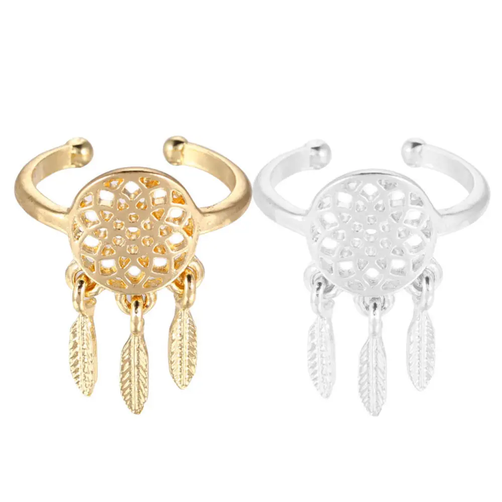 

1 PC Women Lady Dreamcatcher Ring Feather Charm Pendant Dream Catcher Wish Ring Vintage