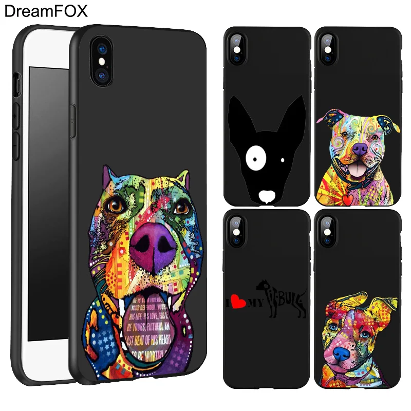 DREAMFOX L076 Pitbull Черный Мягкий ТПУ силиконовый чехол для Apple iPhone 11 Pro XR XS Max X 8 7 6 6S Plus 5 5S 5G