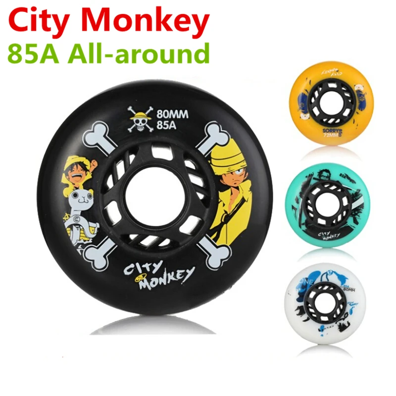 

8 Pcs Original City Monkey All-round Universal 85A FSK Slalom Braking Inline Skates Wheel, Multipurpose Roller Skate Wheels