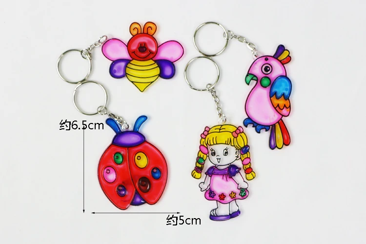 Light Painting Keychain Pigment Color Painting Child Diy Handmade,1lot=4Set, 1set=5 patterns