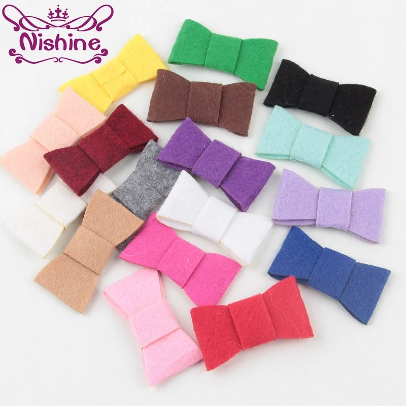 

Nishine 2" 30pcs/lot Newborn Cute Felt Bows For Kids Boutique Headbands Hairclips Lovely Handmade Girls DIY Hair Accessories