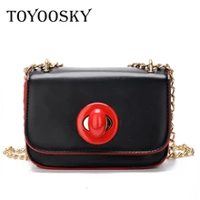 TOYOOSKY дизайнер сумки Высокое качество для женщин кожа через плечо Дамы Замок Малый сумочки через плечо на цепочке Мода клапаном