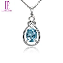 Lohaspie драгоценный камень, драгоценный камень, твердый 18K 750, белое золото, натуральная 1.81ct подвеска(кулон) цвета морской волны мелкозернистый камень, ювелирные изделия для подарка