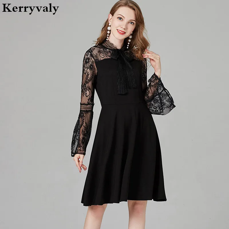 

Spring Fashionable Sexy Black Lace Dress Vetement Femme 2019 Women Princess Midi Party Dress Sukienka Damska Robe Femme K7000
