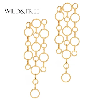 

Wild&Free High Quality Punk Circle Hanging Long Earrings Trendy Dangle Earrings Geometric Simple Jewelry Best Gift For Women