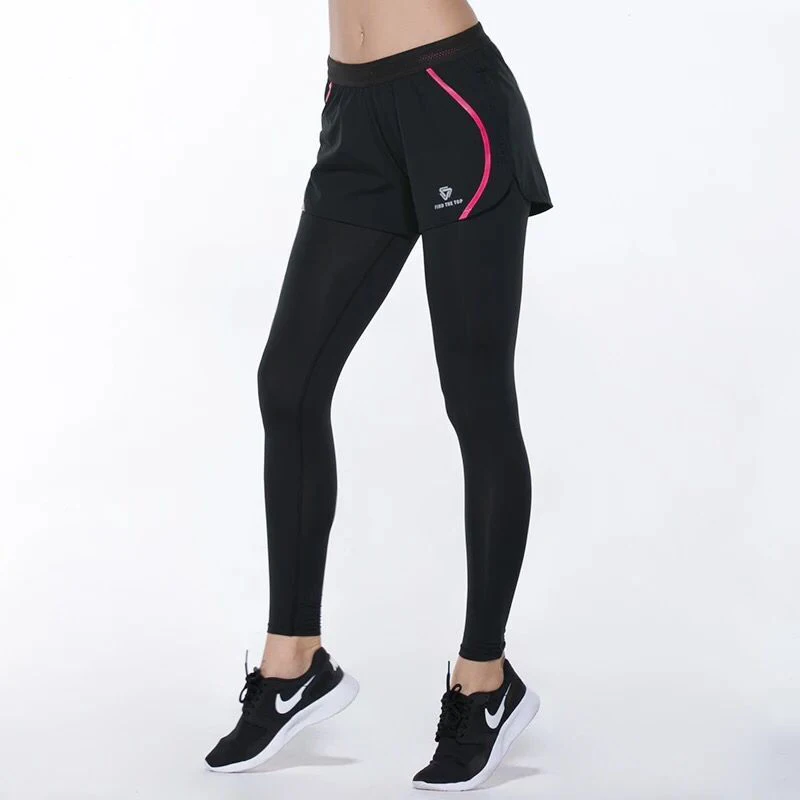 New Women Sexy Yoga Pants Dry Fit 2 in 1 Sports Leggings Fitness Gym Clothes Workout Running