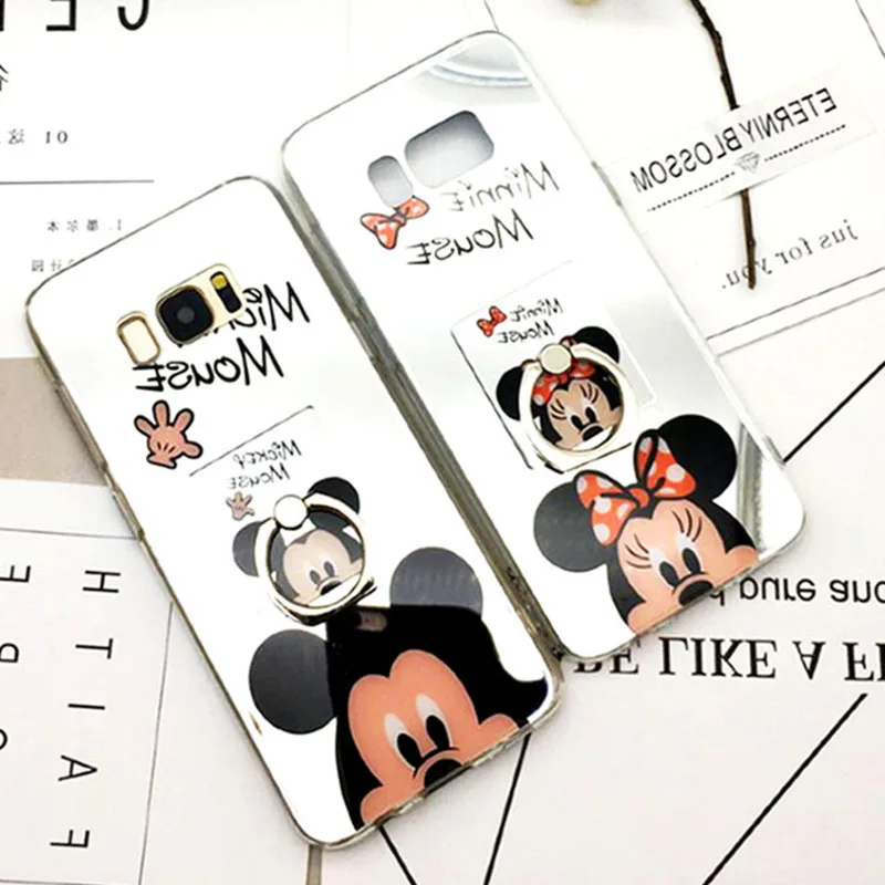 

Original Fashion For Samsung Galaxy S8 Case Cartoon Lovely Mirror TPU KT Case Minnie Mickey Mouse Cover For Samsung S8 Plus Case