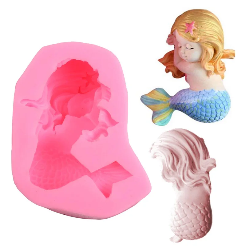 3D Спящая силиконовая Русалка Форма DIY Торт Помадка шоколадная форма для изготовления конфет форма для мыла. Глины для детского украшения торта на день рождения