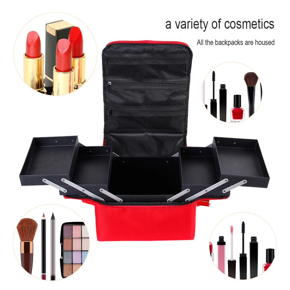 

Fashion Women Makeup Organizer Large Capacity Multilayer Clapboard Cosmetic Bag Case Beauty Salon Tattoos Nail Art Tool Bin box