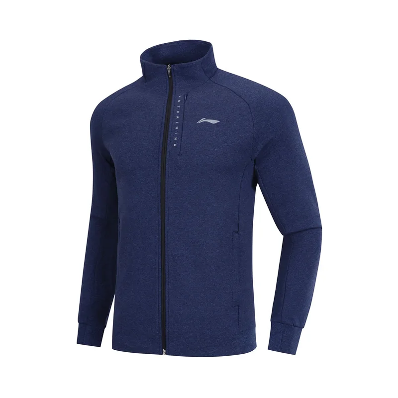 Li Ning мужская тренировочная серия толстовка на молнии Удобная 70% хлопок 30%