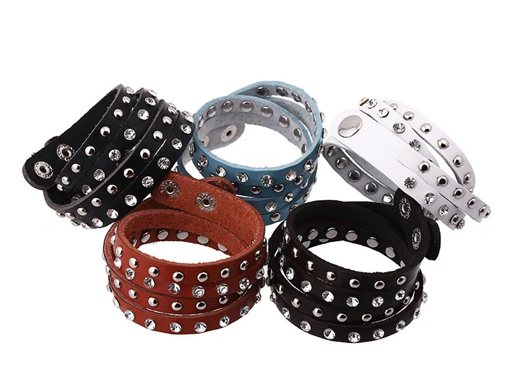 European and American popular rivet leather bracelet Multicolor optional Personality punk | Украшения и аксессуары