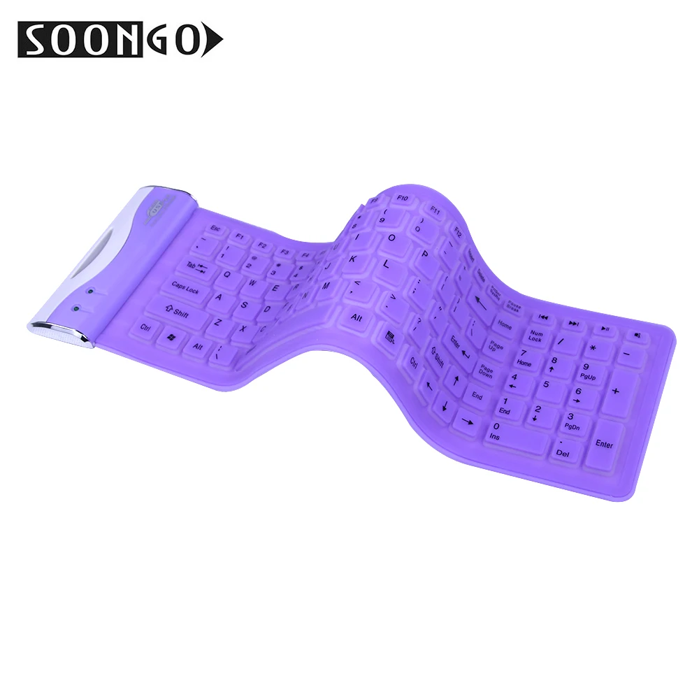 Mini Silicone Soft Keyboard Slim Folding Wired Flexible USB Roll-up Collapsible Teclado Clavier Gamer PC Tablet Laptop Portable (2)