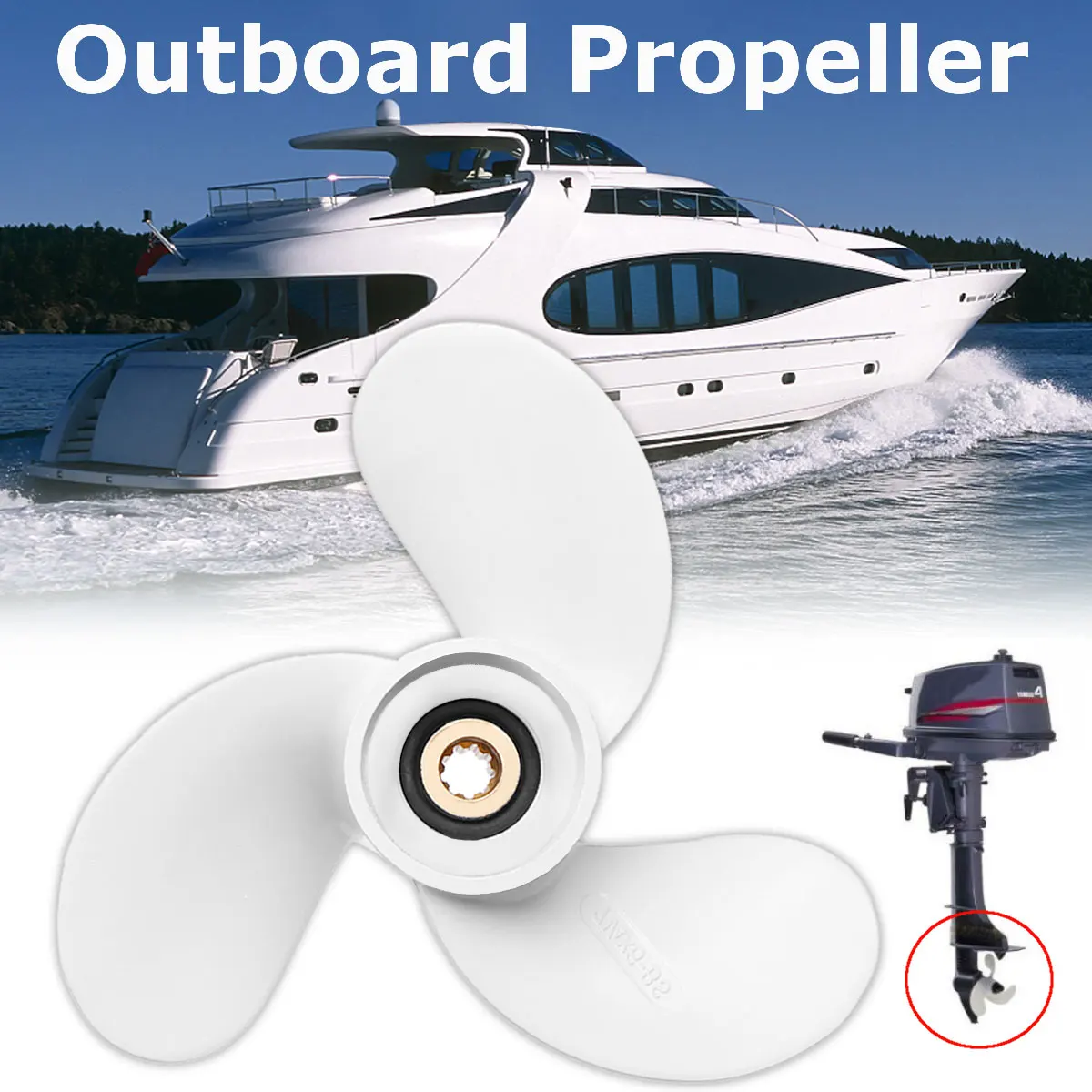 

6L5-45943-00-EL Outboard Propeller for Yamaha 2.5-3HP Aluminium Alloy 3 Blades 9 Spline Tooth 184mm Diameter Fast Hole Shot