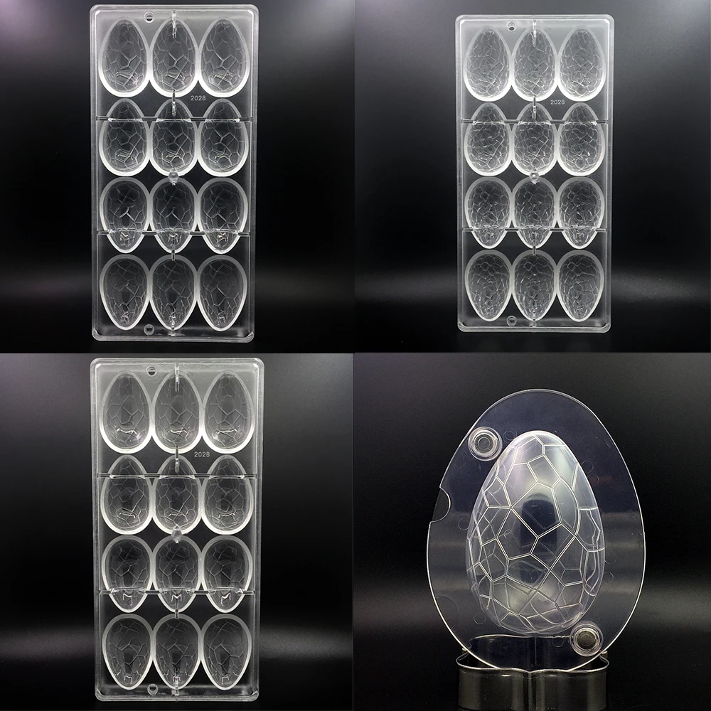 3D Chocolate Egg Mould Polycarbonate Plastic Magic Easter Egg Bakeware Bakery Baking Pastry Tools for Chocolate Form Tray Molds