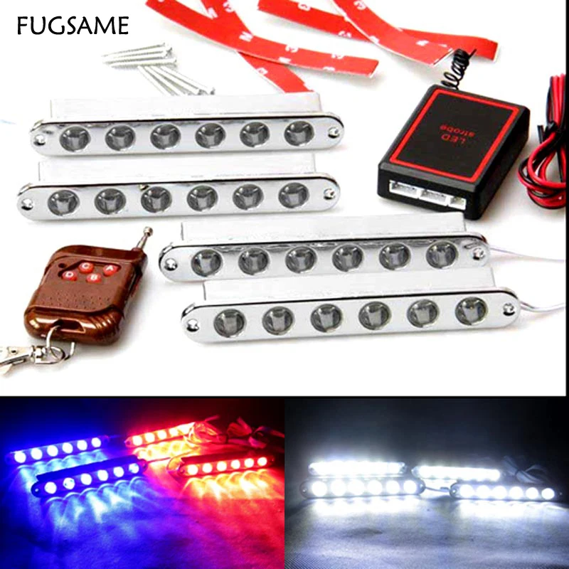 

Wireless remote control car strobe light bright 24led lamp net lights red blue white