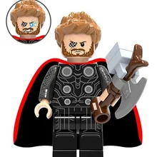 100 шт. Тор сын Одина с молотком накидка Золотая левая рука Тор Супергерои Мстители Собрать модель здания подарок блоковые игрушки