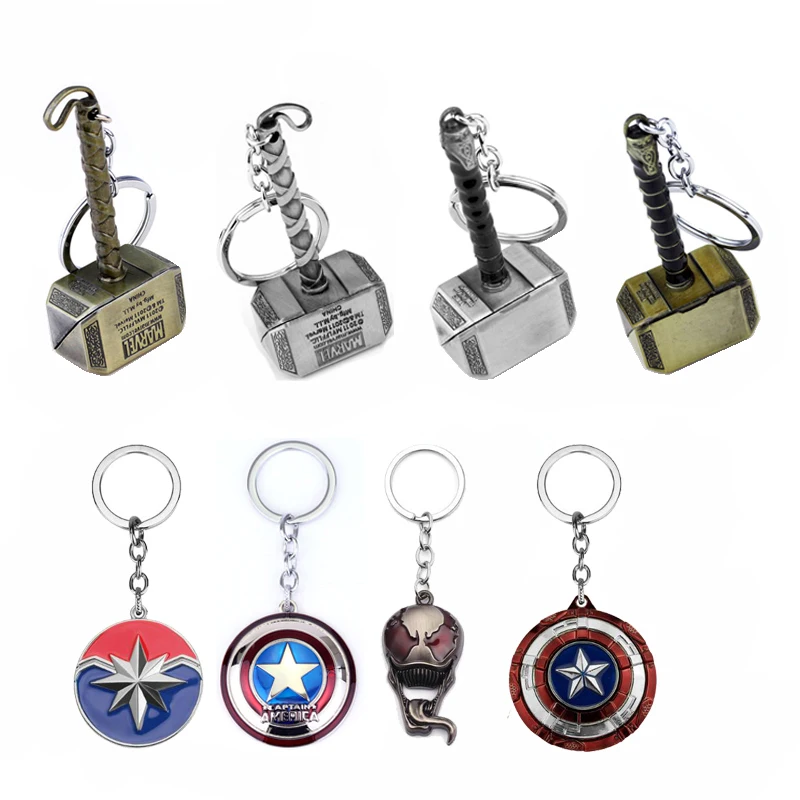 

Marvel Ring key Avengers Thor Hammer Mjolnir Keychain Captain America Keychain Batman Mask key ring llaveros porte clef Jewelry