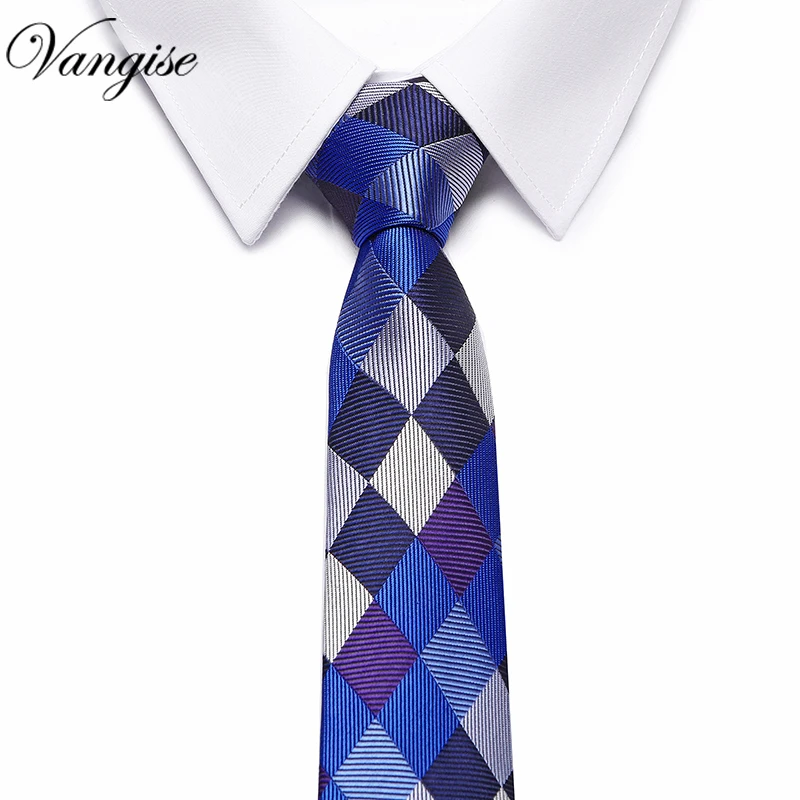 

High-grade Diamond plaid Men's Colourful Tie Ties Necktie Narrow Paisley Skinny Cravate Narrow Thick Neckties extra long size