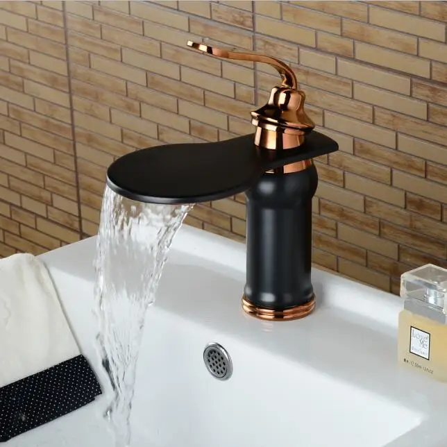 

Black waterfall faucet wash basin basin faucet waterfall Black faucet bathroom sink tap cold and hot mixer tap basin mixer tap