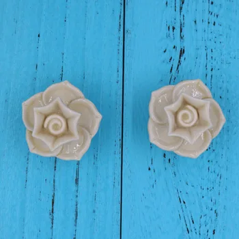 

6x Vintage Rural Style Ceramic Cabinet Drawer handle door knobs Cupboard pulls Flower handles Furniture Accessory