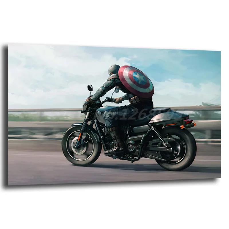 

Captain America by Motorcycle Marvel The Avengers HD Print Canvas Painting Living Room Wall Art Print On Canvas Gifts Home Decor