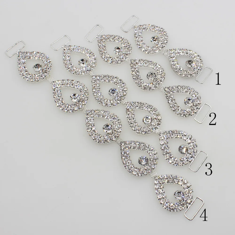 

Fashiion heart 2pc Mixed size bikini connectors / buckles metal chains with rhinestones swimming wedding dress decorate