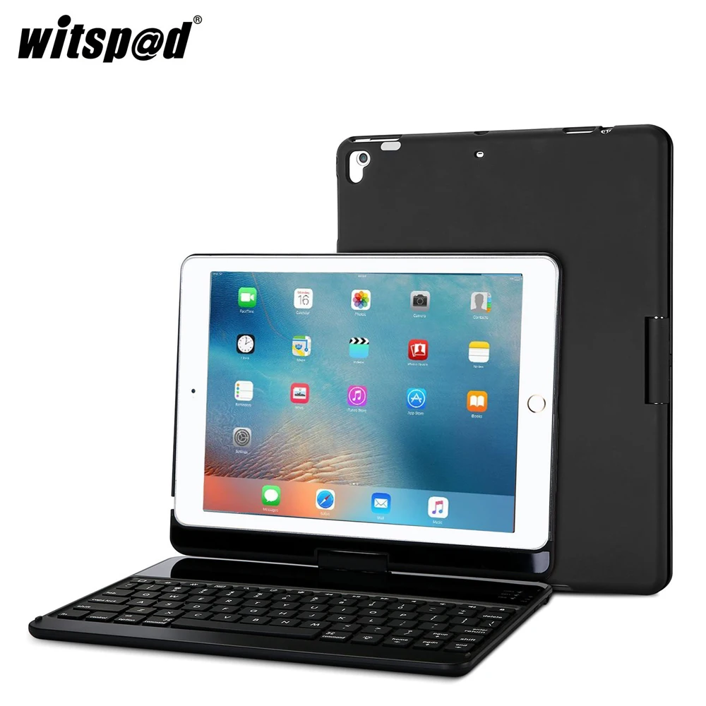 

For NEW IPAD 9.7" Backlit Wireless Bluetooth Keyboard with 360 Rotation Slim Hard Shell Aluminum Alloy Protective Cover