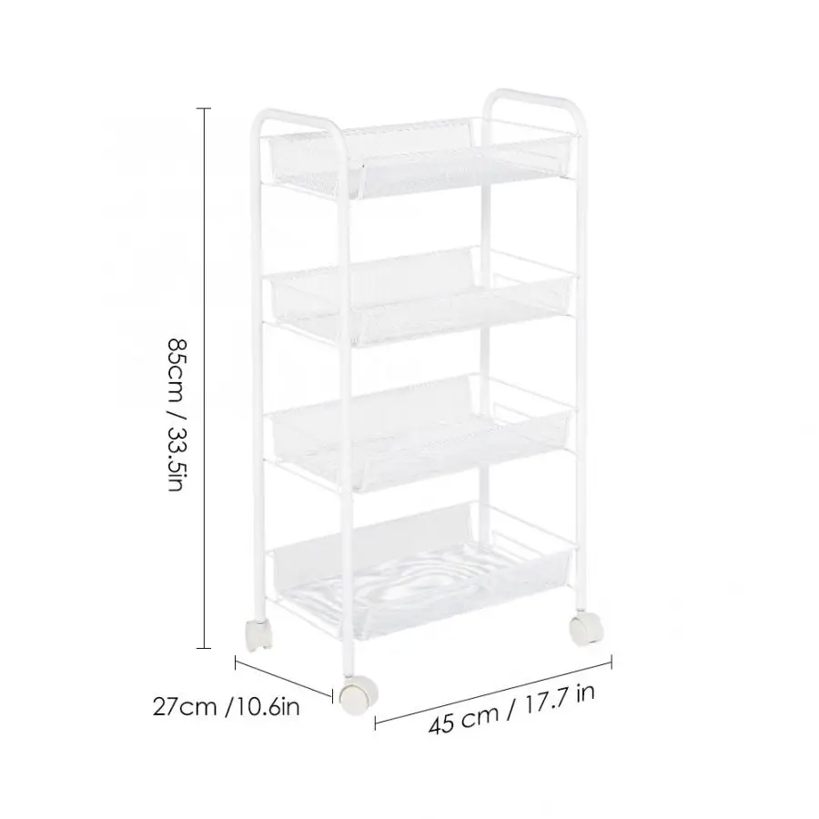 4 Tiers Tool Storage Trolley Removable Hairdresser Coloring Tools Metal Rolling Wheel Storage Rack Beauty Hair Machine Trolley