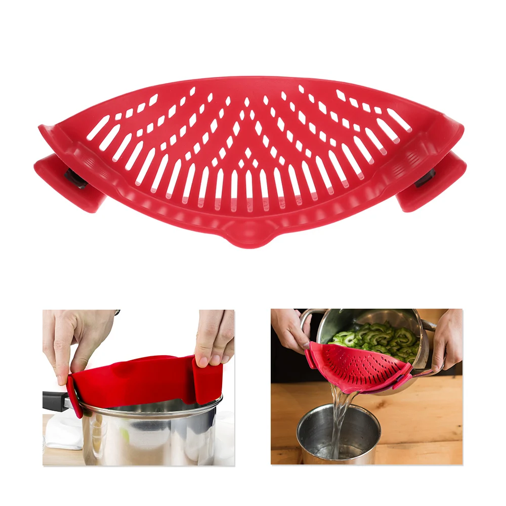 Silicone Pot Pan Bowl Funnel Strainer Kitchen Rice Washing Colander