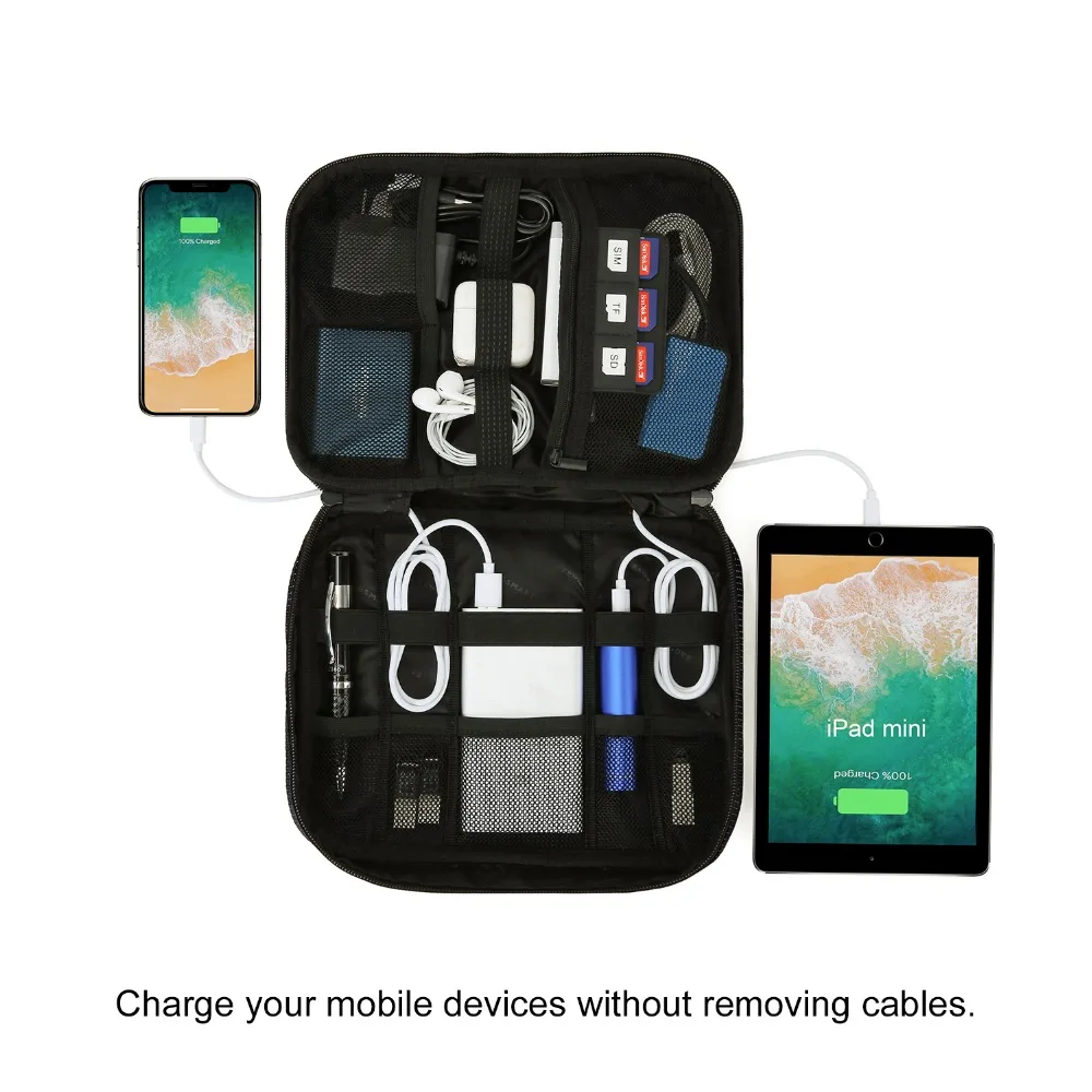 Electronics Accessories Storage Bag Waterproof Electronics Travel Organizer Bag Single Layer Universal Cable Organizer 