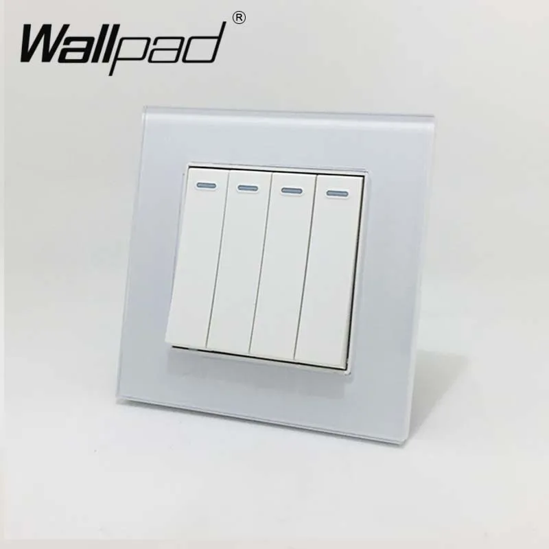 4 Gang 2 Way Wallpad Стекло Панель 110 V-250 V стандарта ЕС, США, Великобритании Стандартный Флуоресцентный светильник 4 Gang 2 Way пуш-ап вкл/выкл переключатель Панель - Цвет: White Decoration