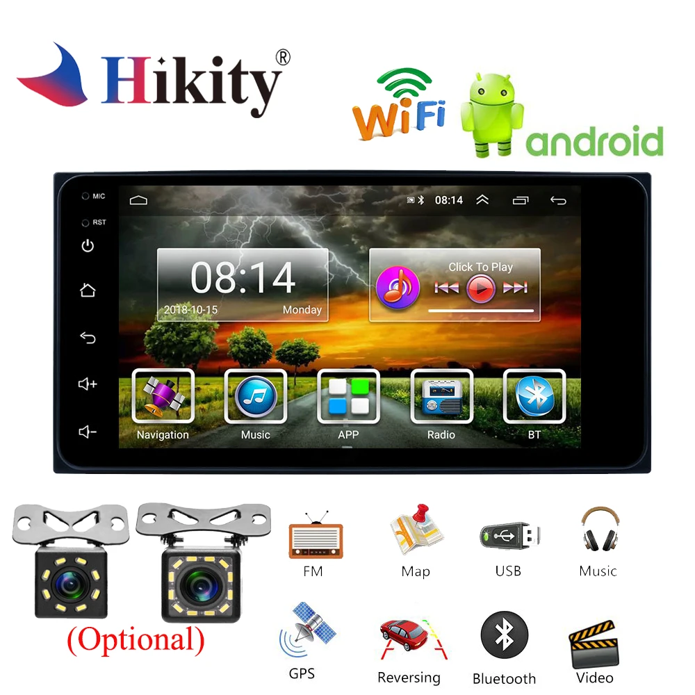 

Hikity car radio Android GPS Navigation 2 din Multimedia player Autoradio For Toyota WiFi Multi-Media USB FM MP5 support camera