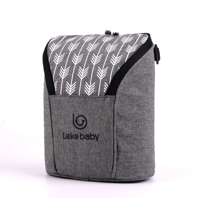 Lekebaby Детская сумка-термоизоляционная Сумочка для беременных бутылочка для кормления, грелка для еды, сумка-холодильник для сохранения свежести, сумка для ухода за ребенком, для мамы и детей - Цвет: Printing gray