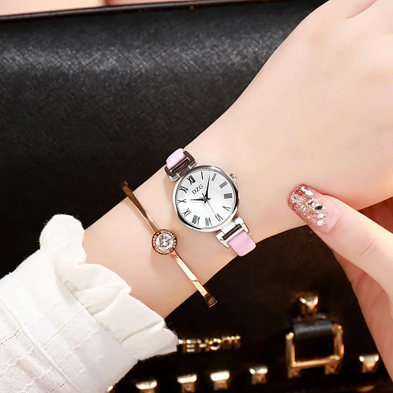

Rome Dial Simple Design Women Watches Luxury Fashion Dress Quartz Watch Popular Brand Pink Ladies Leather Wristwatch 2019 Hot