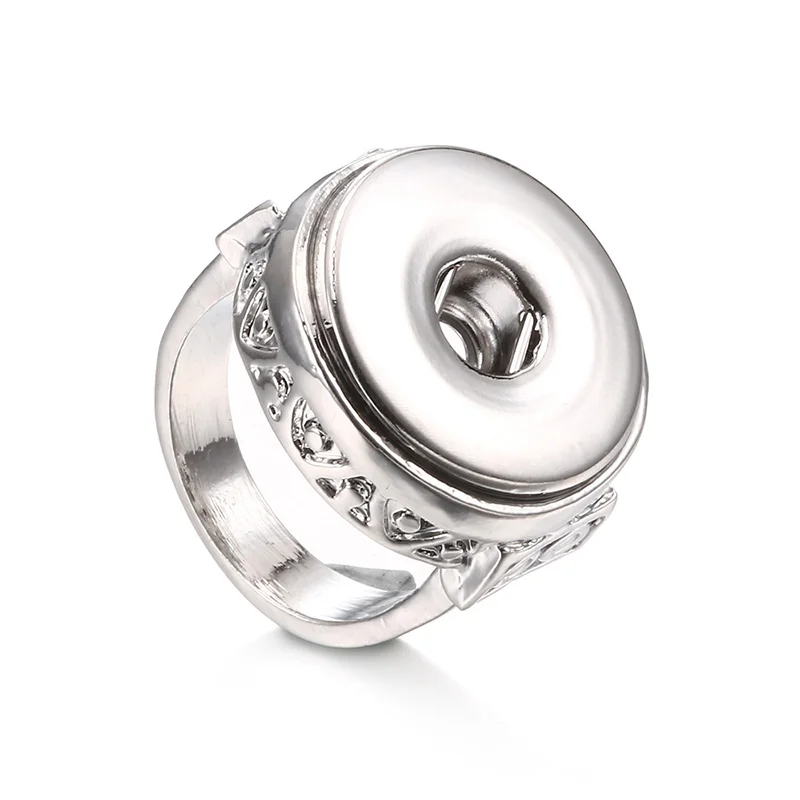 

charm Elastic Adjustable Snaps Ring Fit 18mm Metal Snap Buttons DIY Fashion Jewelry Ring TZ526