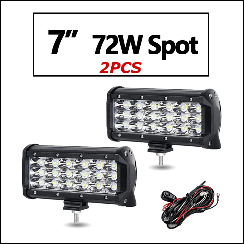 Oslamp 1" 20" 2" 28" 3" 44" 3-строки, светодиодные панели offroad combo Луч работы свет бар DC12v 24 В Грузовик внедорожник ATV 4WD 4x4 привело бар - Цвет: 2pcs  7inch Spot