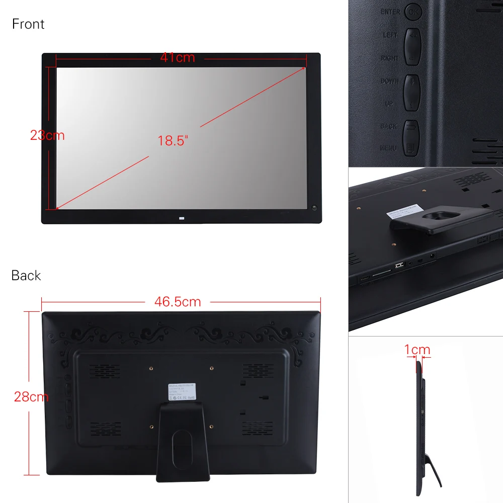 18," Цифровая фоторамка 1366*768 с высоким разрешением светодиодный цифровой альбом с дистанционным управлением датчик обнаружения движения цифровая фоторамка