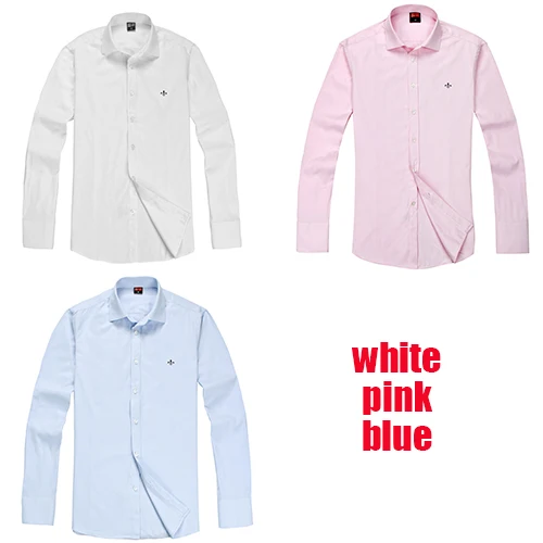 Dudalina, 3 шт., без карманов, мужская повседневная рубашка с длинными рукавами, приталенная мужская деловая рубашка, брендовая, мягкая, удобная - Цвет: WHITE-PINK-BLUE