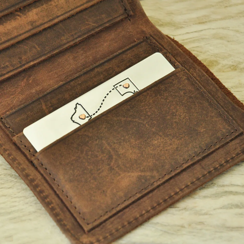 Индивидуальный кошелек с изображением карты Keepsake карты выгравированы кошелек карты юбилей, подарок на свадьбу, подарок жениха для него
