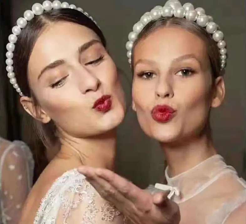 

Fashion creative pearl beaded ballet headband trend fresh pearl ladies graceful hairbands