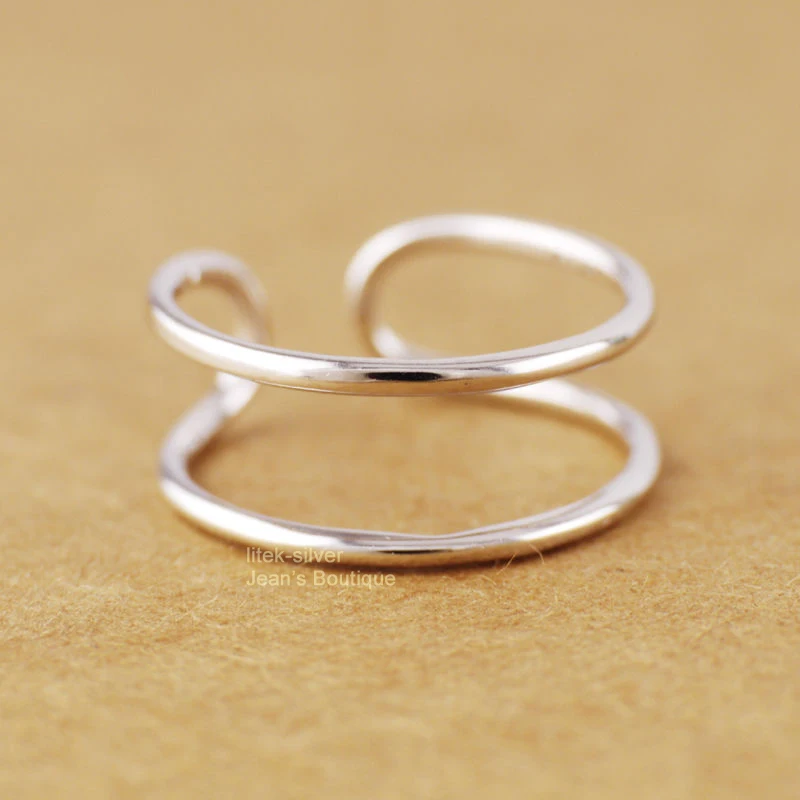 Buy 925 Sterling Silver Simple Double Line Band size 6