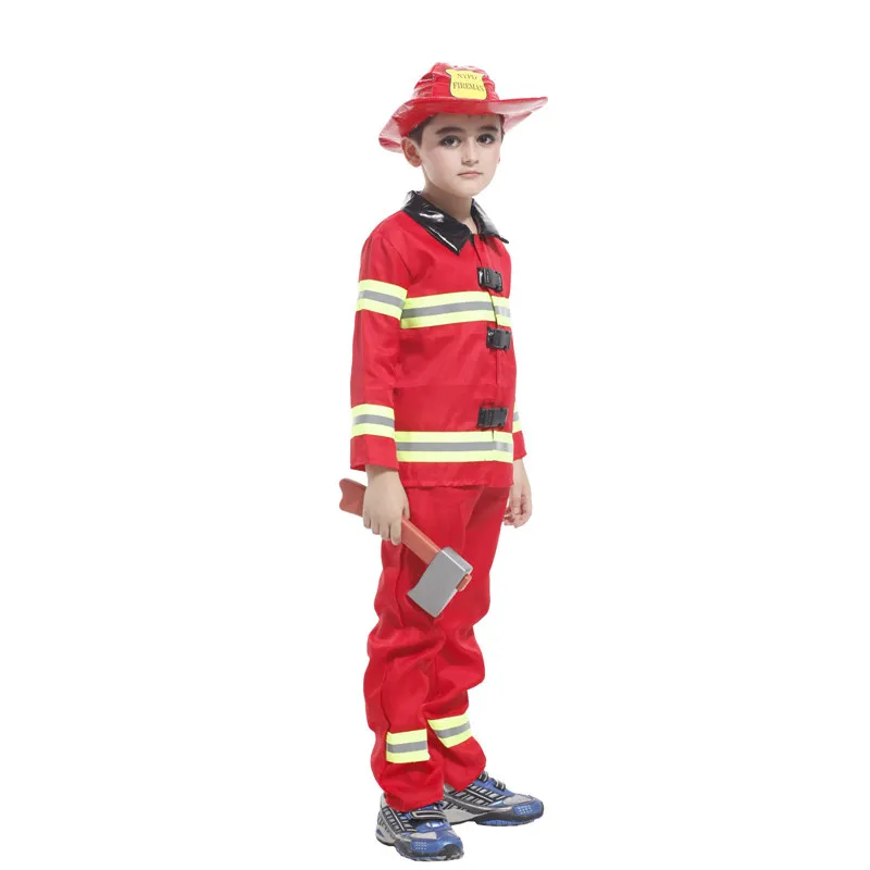 Хэллоуин пожарный Дети костюмы Детская стоимость Карнавал Праздник Пурим нарядное платье пожарный мальчики ребенок косплей сценическая одежда