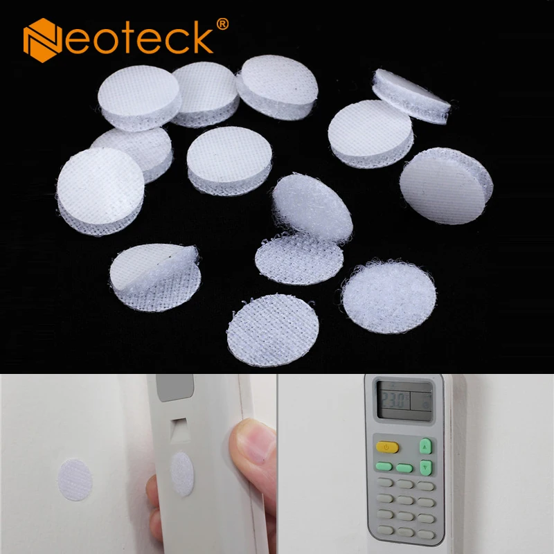 Neoteck белый 100 пар 20 мм диаметр нейлоновая ткань липкая спина круглые монеты