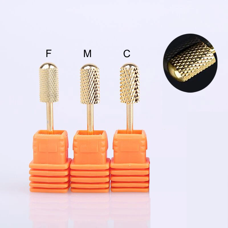 

RTYU Golden Carbide Coating Nail Drill Bits Milling Nail Drill Bits Milling Cutters For Manicure Nail Drill Machine Bits TH12