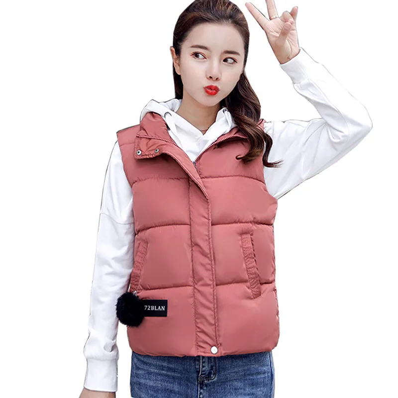 Winter short Vest Women 2018 New Fashion Waistcoat Army Green Slim