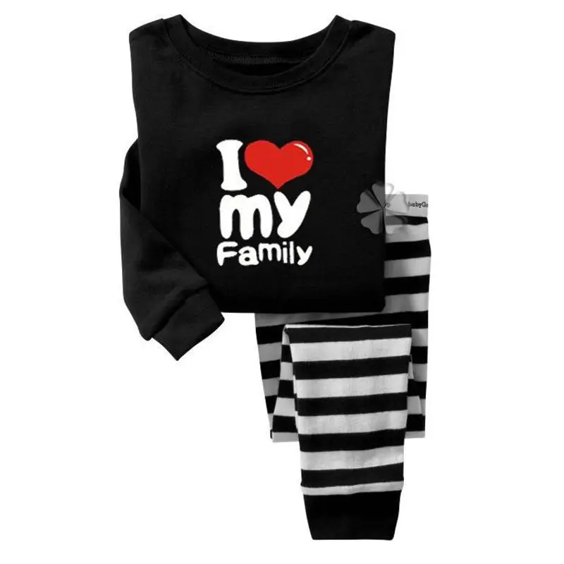 Костюм для маленьких мальчиков и девочек комплект одежды для детей, футболка+ штаны, Пижама для малышей с надписью «I love DAD» комплекты для сна, комплекты нижнего белья из хлопка LP098