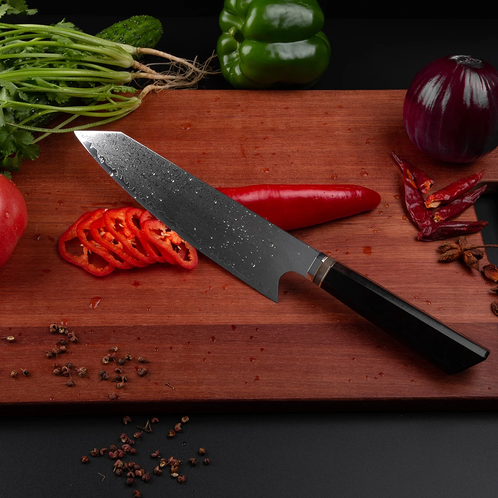 Mokithand 8 inch Japanese Kitchen Knives Damascus 67 layer VG10 Chef Knife Sharp Stainless Steel Meat Knife with Ebony Handle
