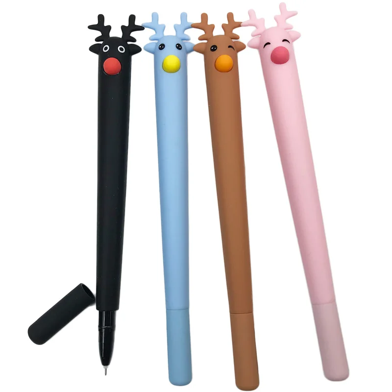 

1PCS Cute Cartoon Christmas Deer Gel Pen Candy Color 0.5MM Office School Gift Kawaii Animals Neutral Pen Stationery Tools